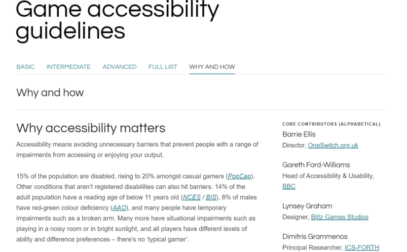 Games Accessibility Guidelines